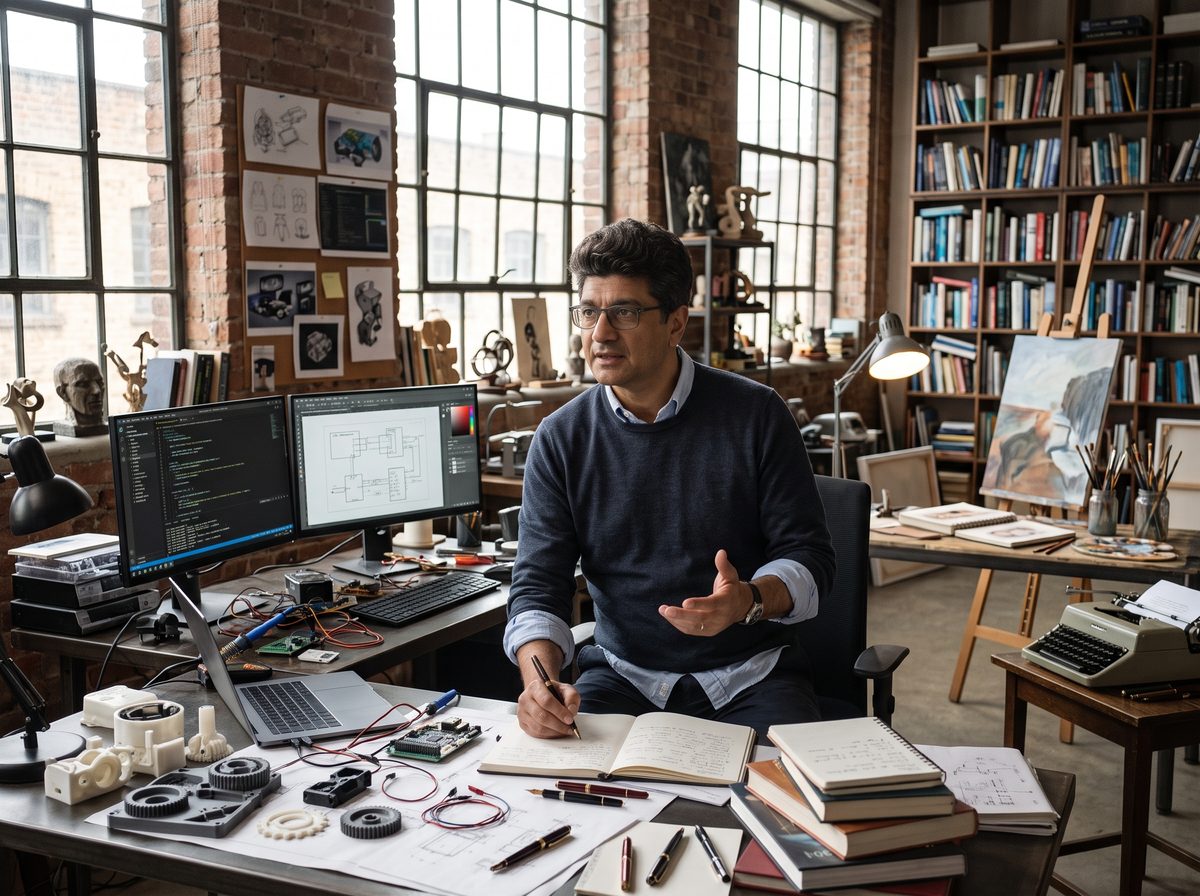 Ferdouse at work in his studio